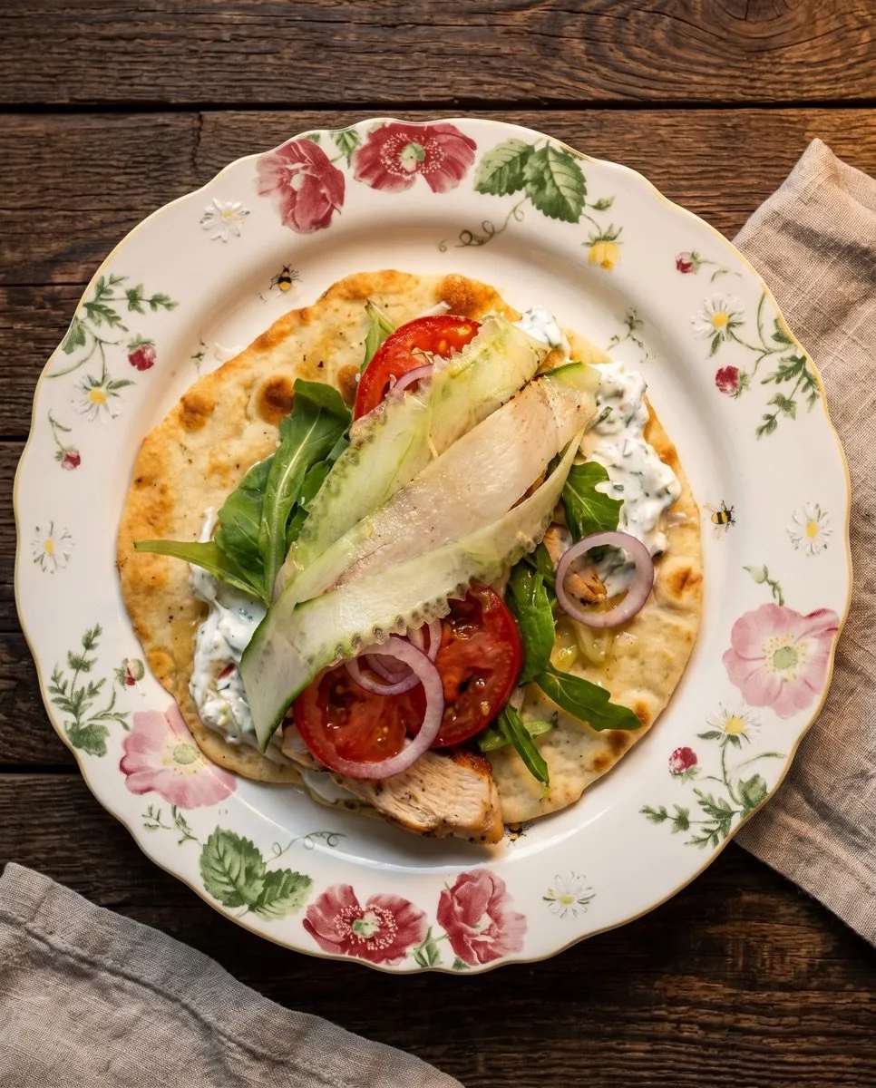 Griekse kipwrap met zelfgemaakt flatbread
