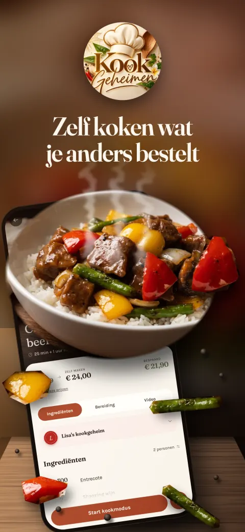 Zelf koken wat je anders bestelt: het receptscherm van Chinese black pepper beef